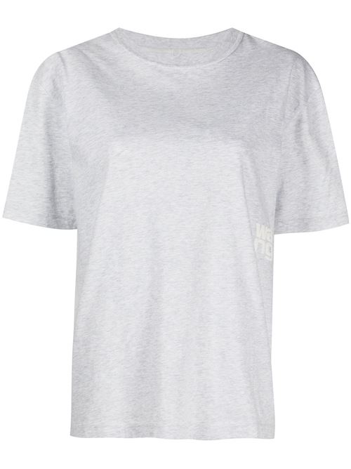 Light heather grey cotton logo-print cotton T-shirt Alexander Wang | 4CC3221357050